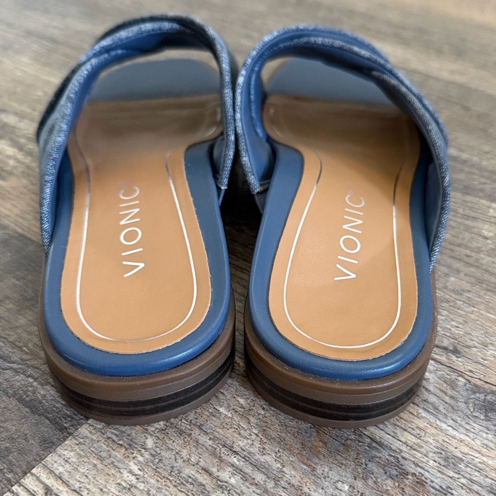 Vionic Women's US 6 Miramar Blue Denim Slip On Slide Sandal Contoured Comfort - Picture 4 of 10